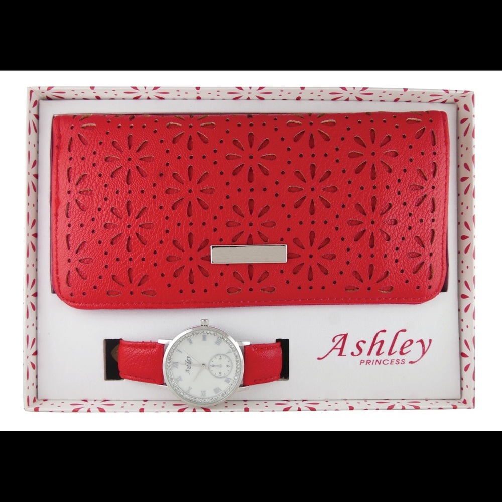 Ladies Floral Wallet and Matching Bling Watch